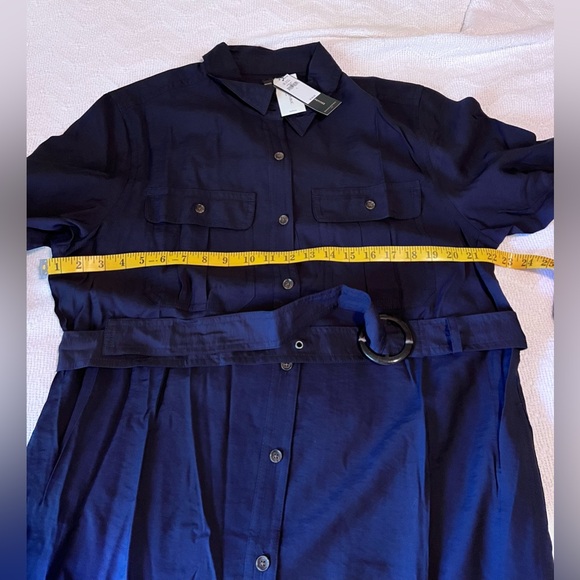 NWT Banana Republic Shirt dress Size L w belt. Navy blue - Picture 5 of 10